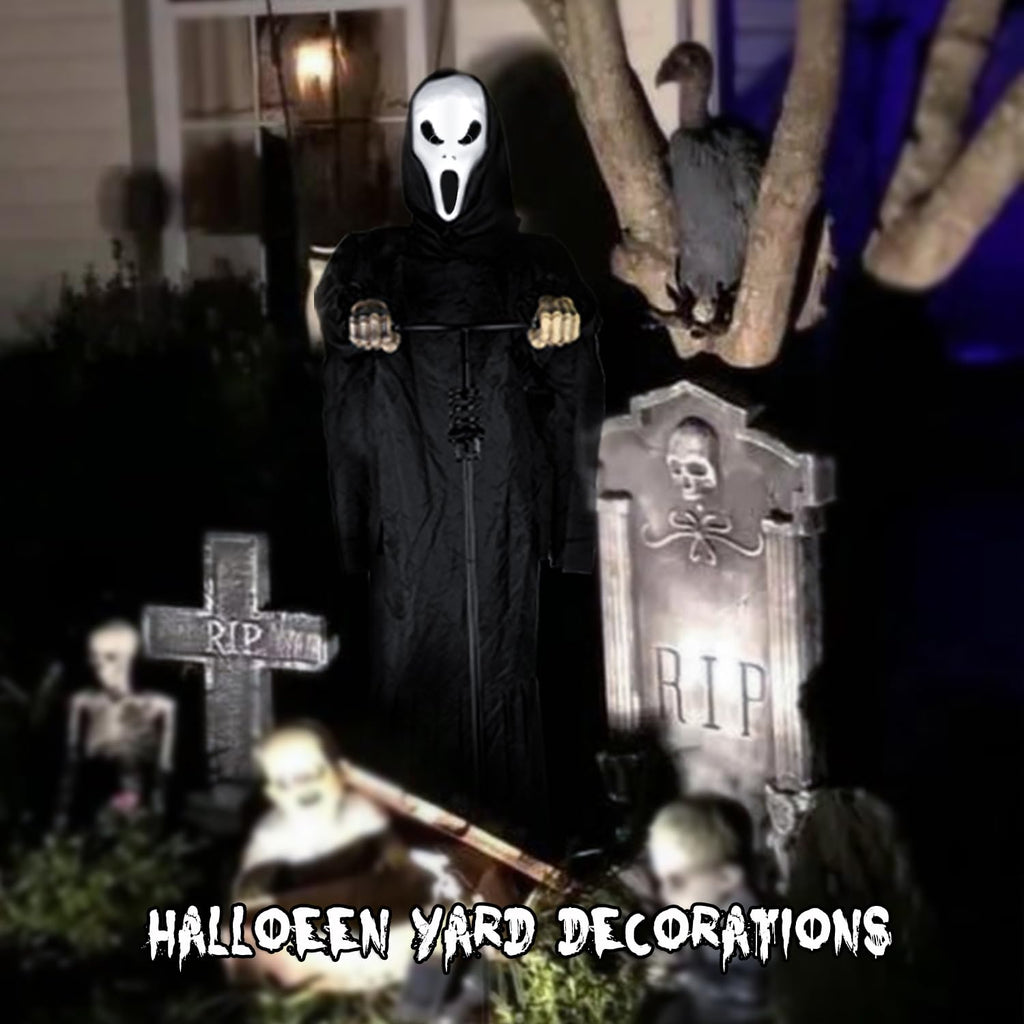 LarpGears Halloween Scarecrow Ghost Outdoor Decorations, 7.5Ft Halloween Rotatable Flying Ghost Home Decoration for Outdoor Garden, Porch, Yard