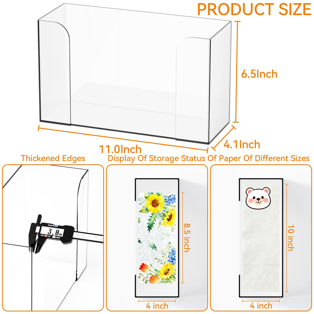 Clear Bathroom Paper Towel Dispenser,11″ Long Acrylic Trifold Paper Towel Holder,Lucite Multifold Paper Towel Dispenser for Papertowel,Z-fold,Folded,C fold,Tri Fold and Paper Napkin Holder,Pack of 1