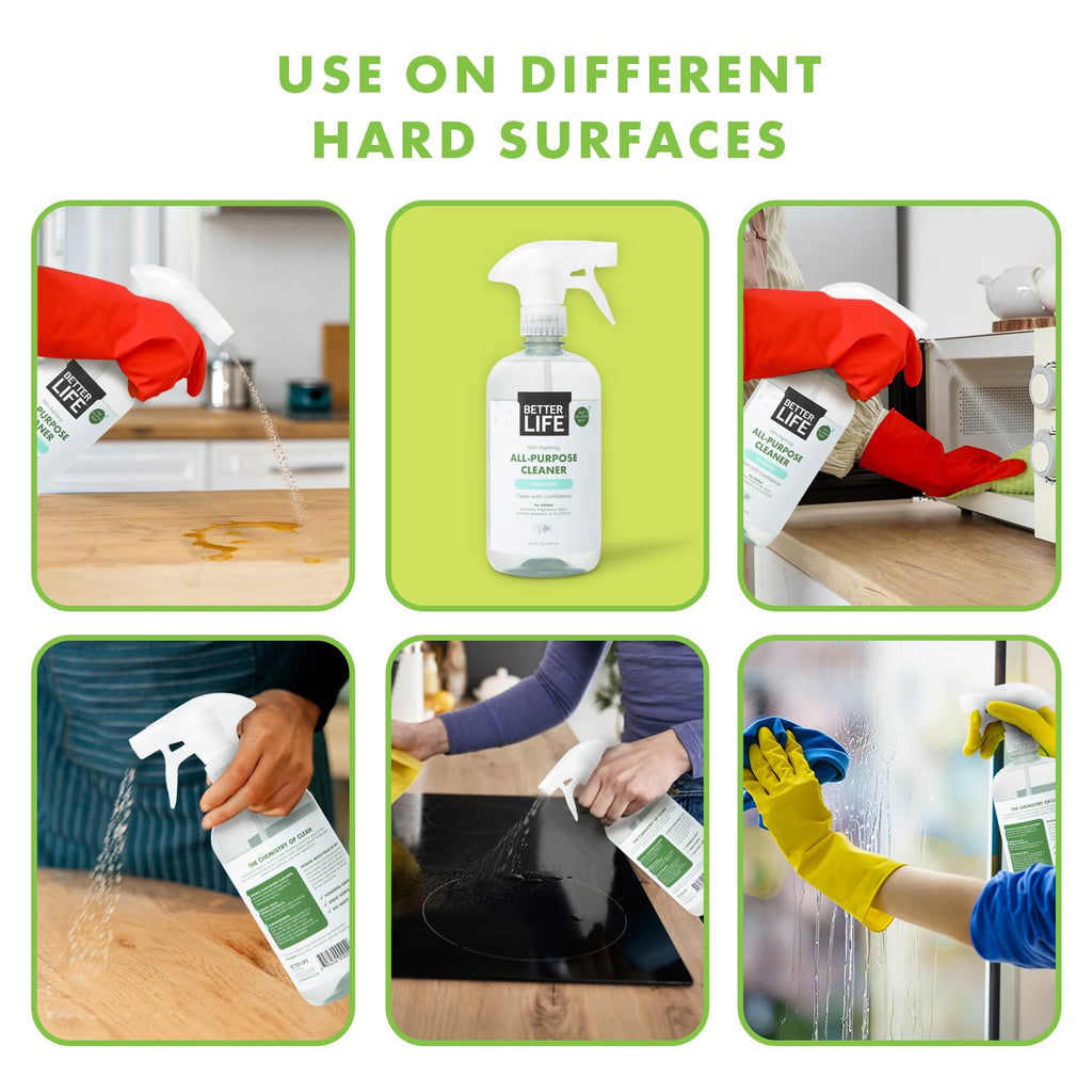 Better Life All Purpose Cleaner - Multipurpose Home and Kitchen Cleaning Spray for Glass, Countertops, Appliances, Upholstery & More - Multi-surface Spray Cleaner - 24oz (Pack of 2) Unscented