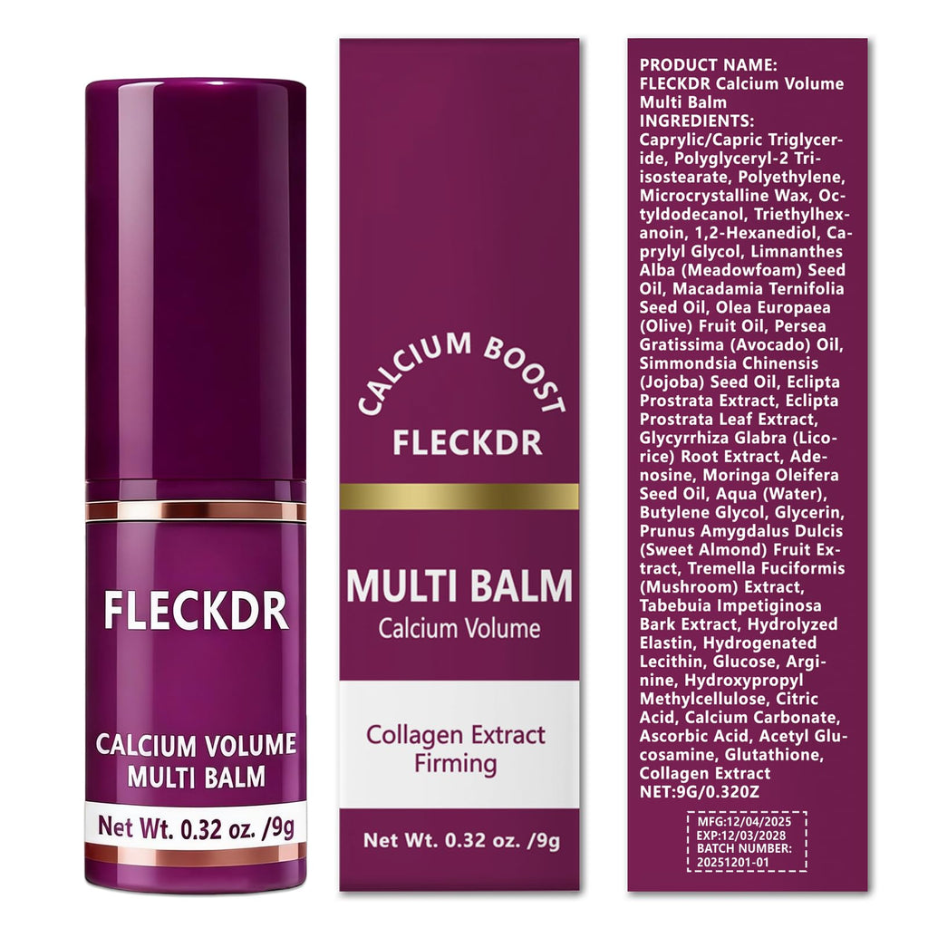 FLECKDR Calcium Multi Balm Stick, Firms & Smooths Fine Lines, Hydrates Face, Eyes, Lips & Neck with Vitamin E & Macadamia Oil, Suitable for All Skin Types, 0.32 oz (Pack of 2)