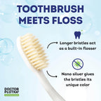 MOUTHWATCHERS Dr Plotkas Soft Bristle Flossing Toothbrush Manual Soft Toothbrush for Adults, Ultra Clean, Good for Sensitive Teeth and Gums, Variety 4 Pack, Colors May Vary