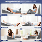 Vimoli Bed Wedge Pillow for Sleeping & Resting, 8 inch Incline Pillow Wedge for Adults Seniors, Back Support and Leg Elevation, Cooling Memory Foam Top, Ideal for Couch, Bedroom & Living Room