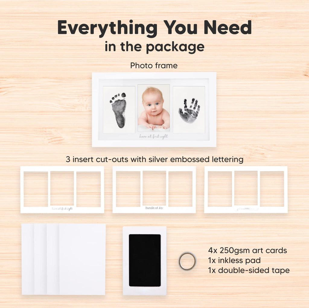 Inkless Hand and Footprint Kit, Boy Girl Newborn Keepsake (Alpine White)