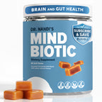 Ashwagandha KSM-66 , Probiotics & Prebiotics - 300MG - Brain & Digestive Health Supplement - Supports Memory, Focus, Energy & Gut-Brain Connection - 60 Caramel Cinnamon Chews for Men & Women