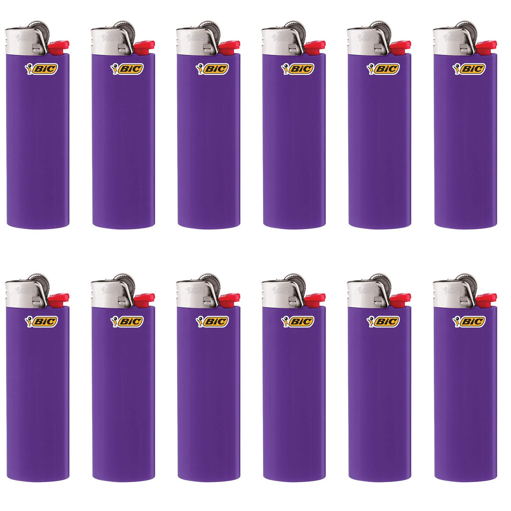 BIC Classic Lighters, Pocket Style, Lighter for Candles, Purple Lighters (Packaging May Vary), 12 Count Pack