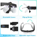 Magnifying Glass with Lights, Headband Hands Free Magnifying Glasses for Close Work, Flip-up Magnifier with 3 Color Temperature, 1.5X to 5.0X Lenses for Jewelry Crafts Soldering Repair (Black)