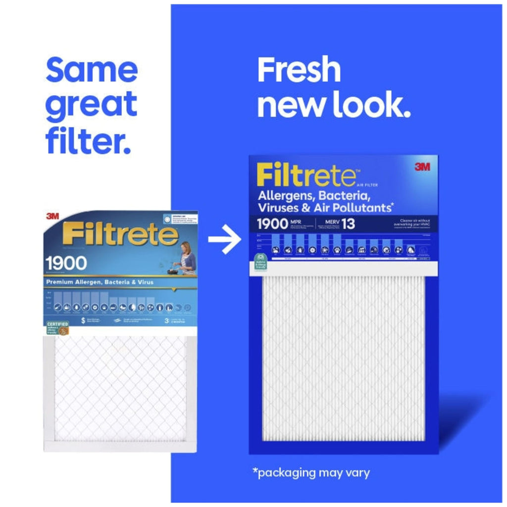 Filtrete 14x30x1 Air Filter, MERV 13 MPR 1900, Allergens, Bacteria, Viruses & Air Pollutants, 3-Month AC/Furnace Filters, Cleaner Air Reliable Airflow, 6 HVAC Filters(Act Size 13.81x29.81x0.78 in)