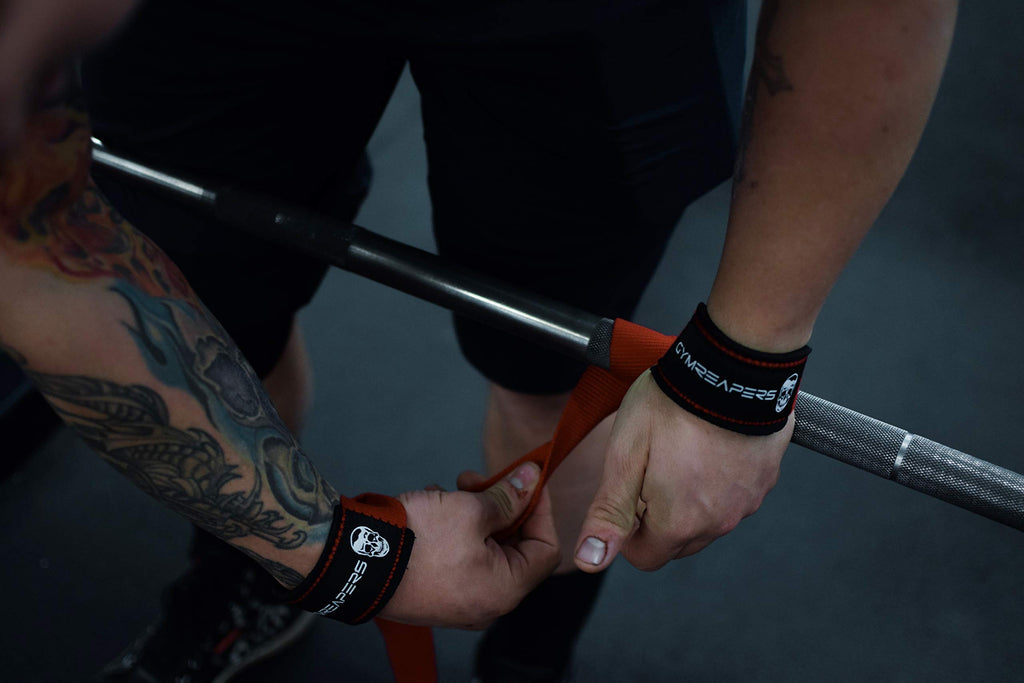 Gymreapers Lifting Wrist Straps for Weightlifting, Bodybuilding, Powerlifting, Strength Training, & Deadlifts - Padded Neoprene with 18" Cotton (Red)
