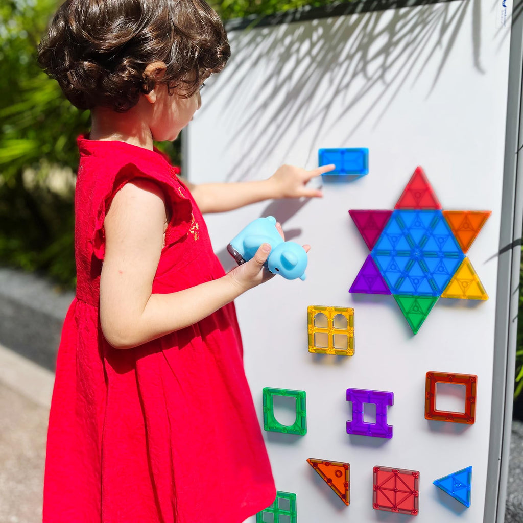 Bmag 130PCS Magnetic Tiles Building Blocks with 2 Cars | 3D Clear Magnet Blocks | STEM Preschool Toys for 3-9+ Kids | Christmas & Toddler Gift | Compatible with Major Brands