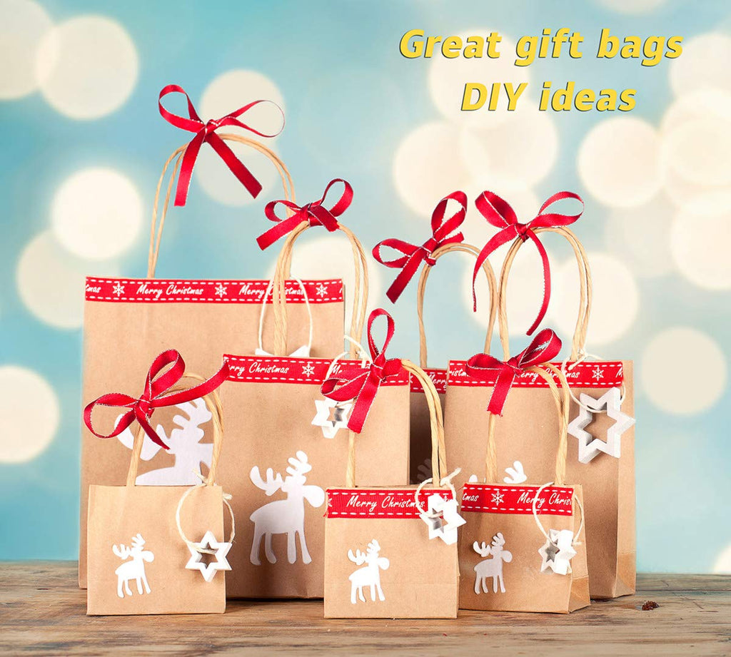 BagDream Kraft Paper Bags with Handles 10x5x13 Inch Brown 100 Pack Bulk