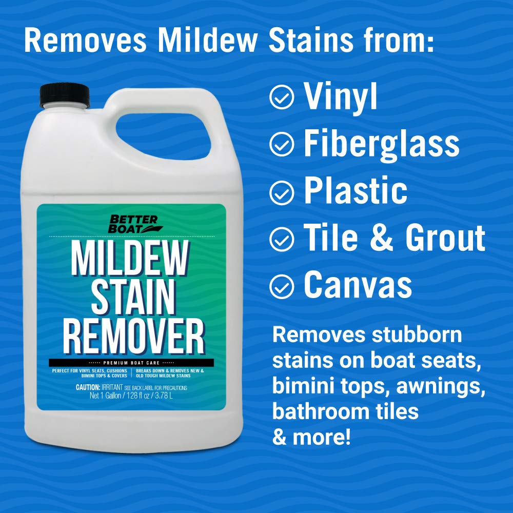 Better Boat Mold and Mildew Stain Remover 1 Gallon for Fabric Vinyl Tile Grout, Removes Mold Stains on Boat Seats Bathroom Shower Patio Furniture Carpet Canvas
