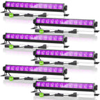6 Pack 42W LED Black Light Bar, Blacklight with 6FT Cord+Switch+Plug, Glow in The Dark Black Lights Party Supplies for Halloween Decorations, Fluorescent Poster, Body Paint, Classroom, Bedroom