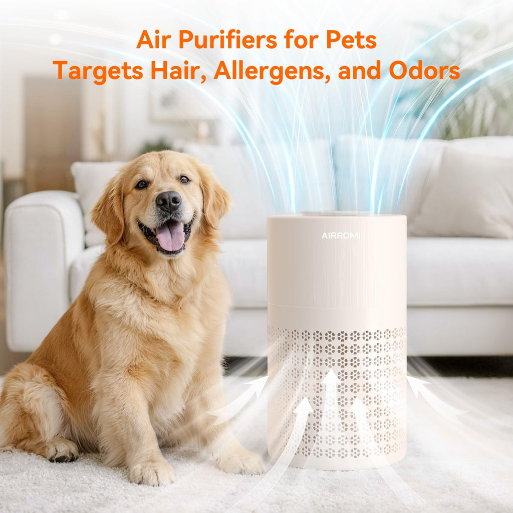 AIRROMI Air Purifier for Bedroom with A2001 Creamy Beige