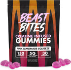 BEAST BITES - Creatine Infused Gummies - 5g Creapure Creatine Monohydrate Per Serving - NSF Certified for Sport - 30 Servings (Pink Lemonade)