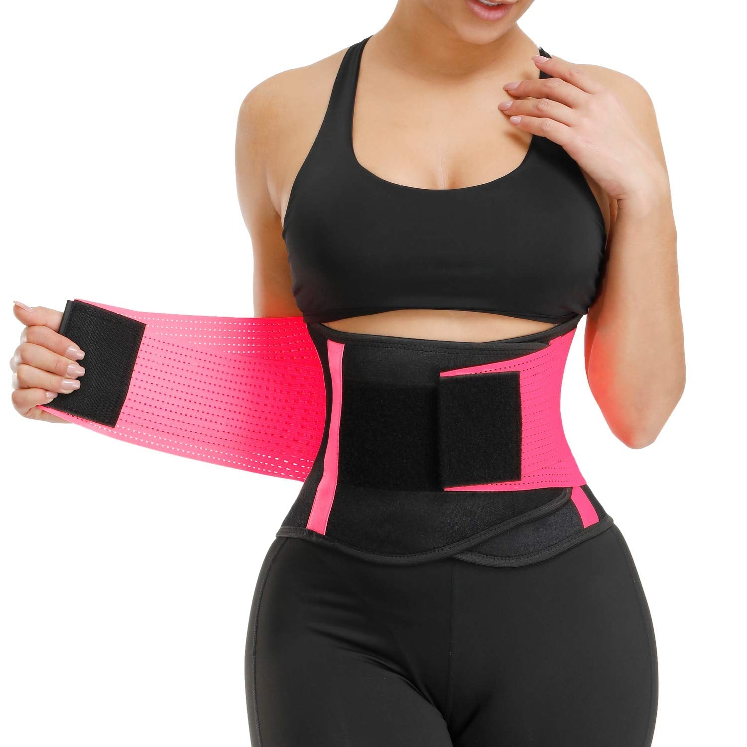 VENUZOR Waist Trainer for Women - Cincher Trimmer - Slimming Body Shaper Belt - Sport Girdle (UP Graded)(FL Pink,XL)