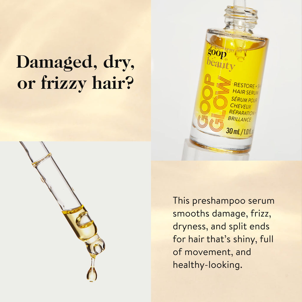 goop Beauty Hair Serum | Hair Moisturizer for Frizzy & Dry Hair | Vitamin C, Sea Buckthorn Oil, and Plumeria Monoi Oil | 0.5 fl oz | Hair Detangler to Help Shine & Texture | Paraben and Silicone Free