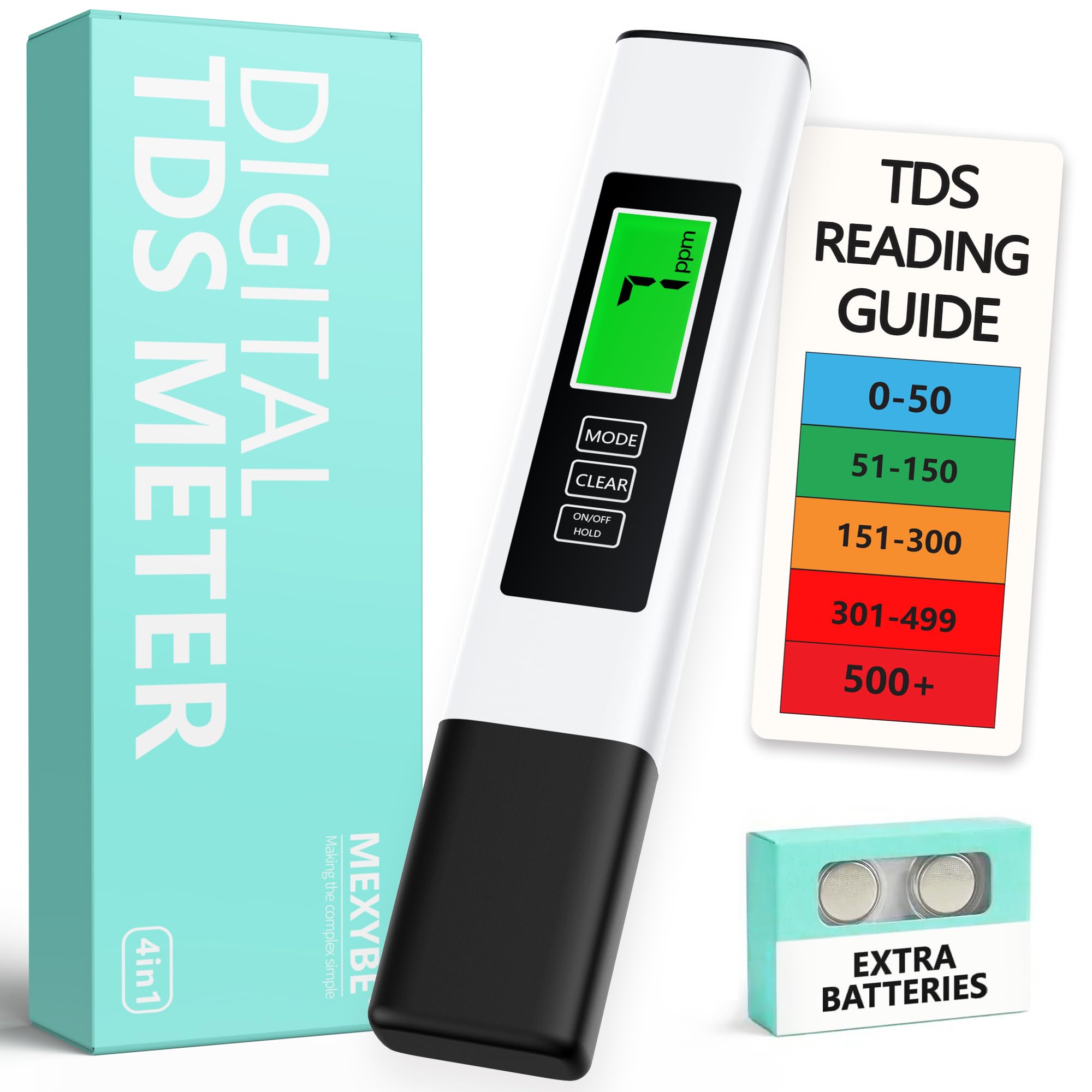 2025 All-New 4 in 1 Tds Meter Digital Water Tester - Accurate and Reliable TDS EC & Temp(°C,°F) Meter - 0-9999ppm - Professional Testing for Drinking Water, RO/DI System, Aquariums etc