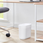 iDesign Small Slim Plastic Bathroom Trash Can, White