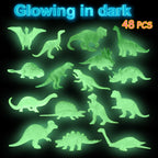 48Pcs Glow in Dark Mini Dinosaur Kids Birthday Party Favors Halloween Bulk