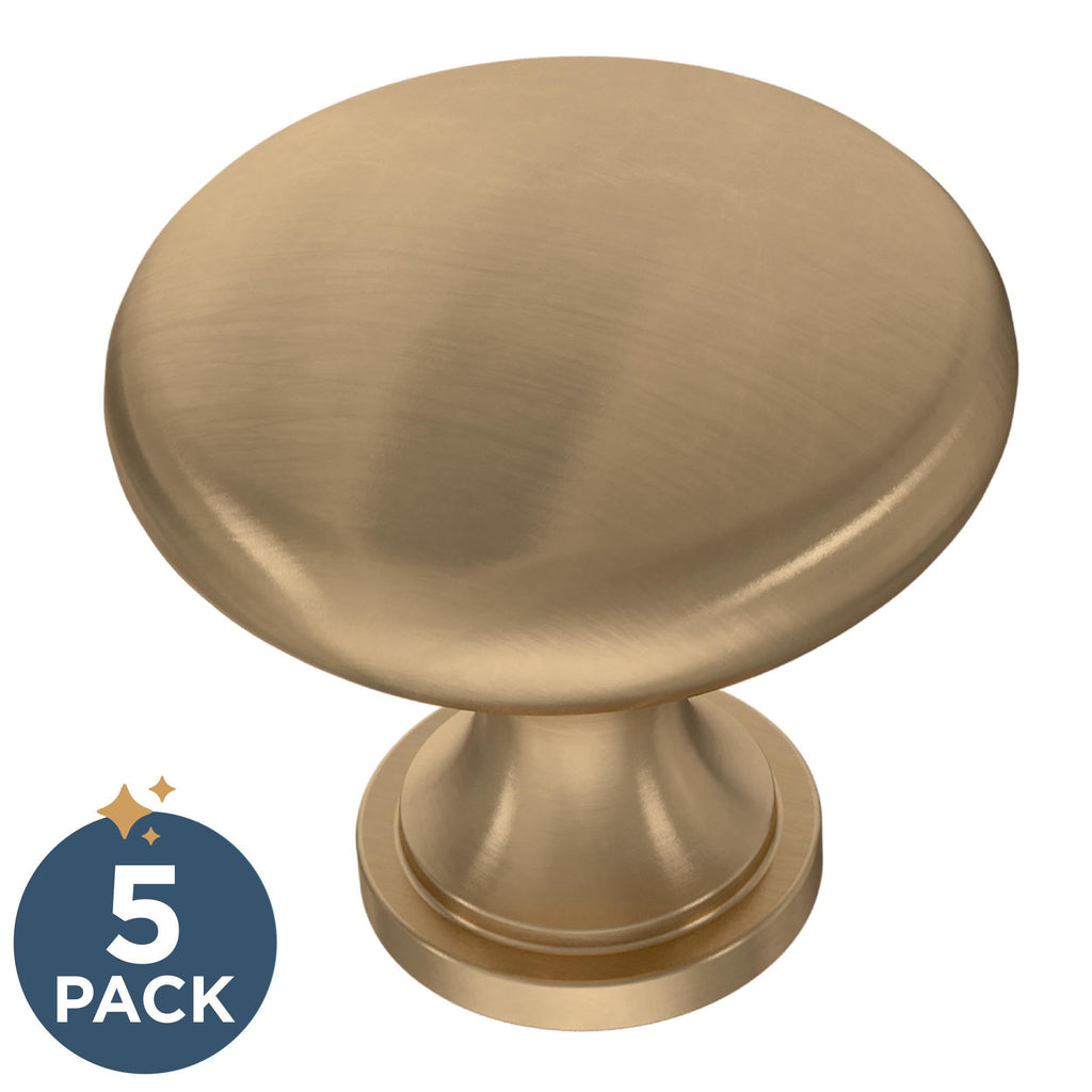 Franklin Brass Mushroom (5-Pack) Cabinet Knobs Champagne Bronze Drawer Knobs Kitchen Cabinet Knobs for Dresser Drawers Pulls and Knobs 1-3/16" Closet Door Knobs P42354Z-CZA-B