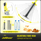 Jardineer Adjustable Leaf Rake, Expandable Lightweight Metal Yard Rakes