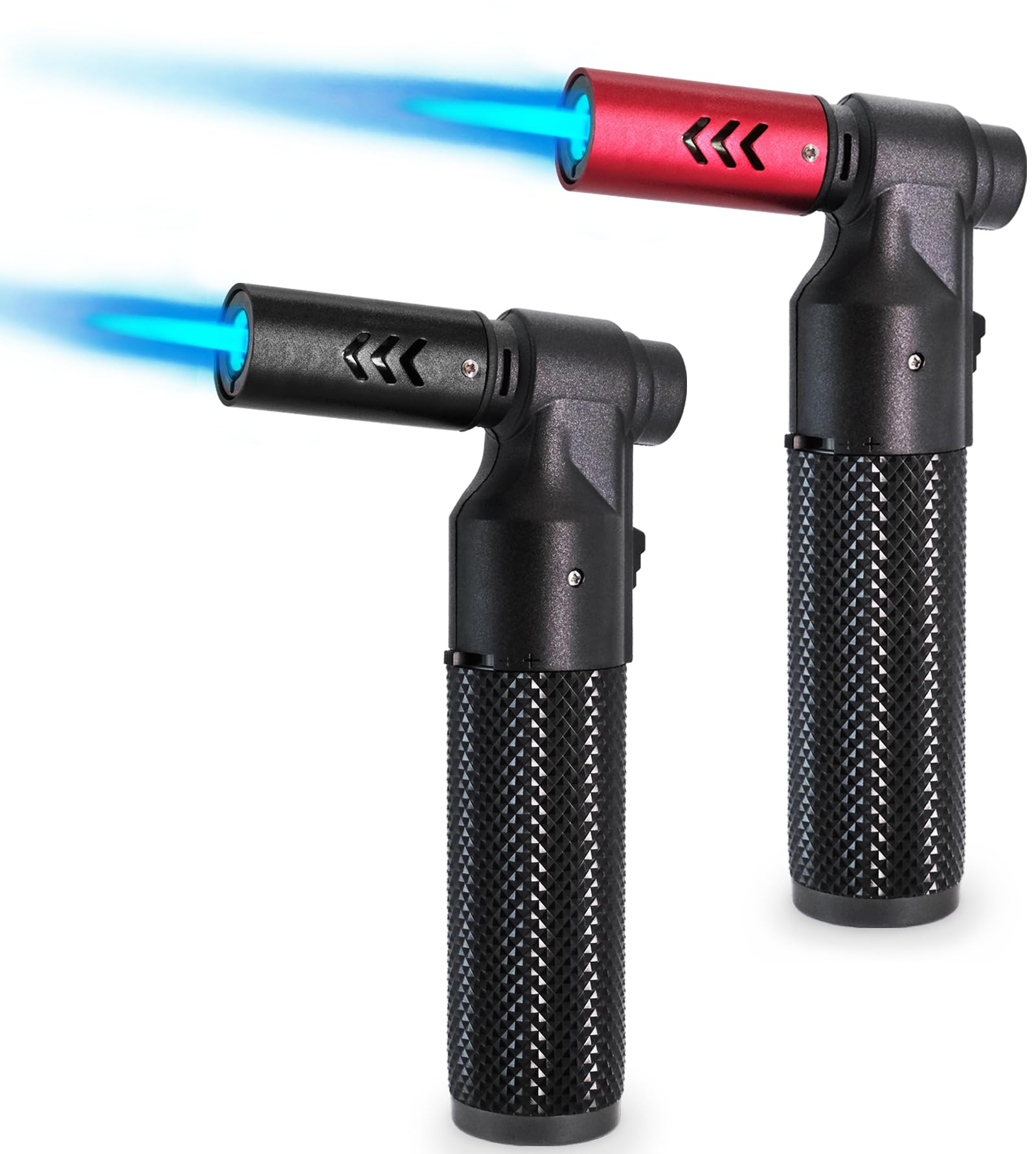 Zoocura 2 Pack Butane Torch Lighter Big Jet Flame Refillable Portable Butane Torch Adjustable Mini Blow Torch for Camping Grill Culinary Soldering Cooking Welding BBQ (Fuel Not Included)
