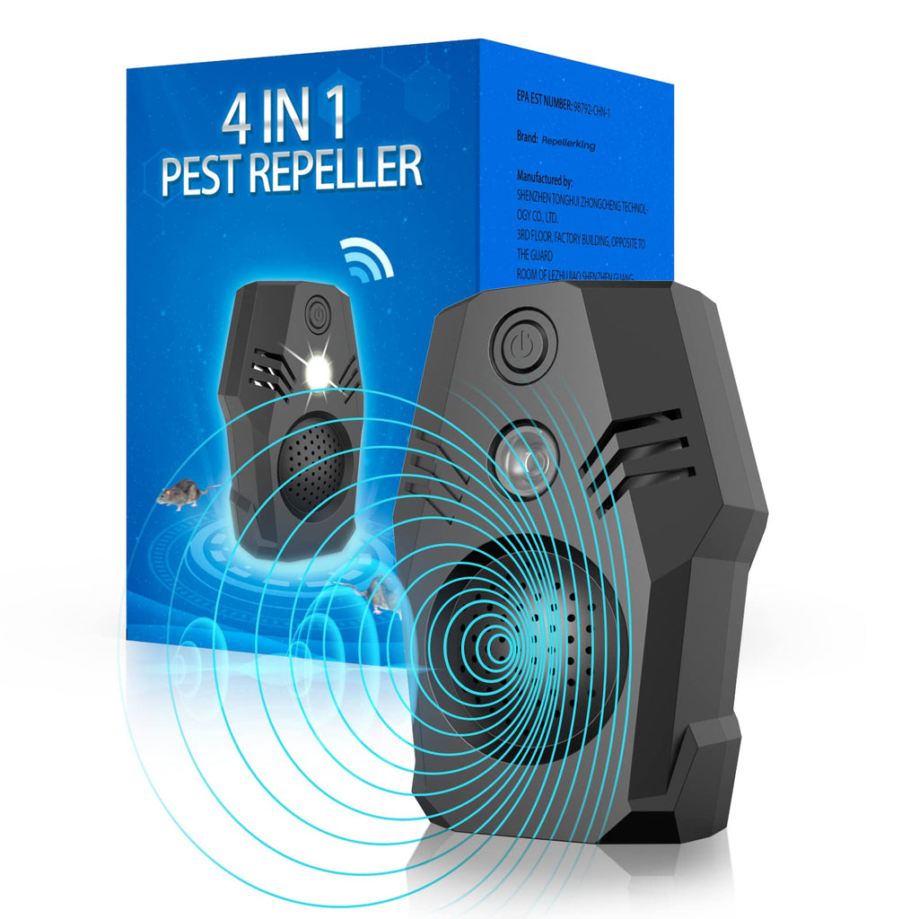 Superior Squirrel Repeller, Ultrasonic Squirrel Mouse Repellent Plug in, Electronic Rat Repeller, Repel Rodents, Mice, Rats, Squirrels, Black