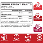 Liposomal Fe Iron Supplement for Women, 65 mg Iron Supplement with Folic Acid & Vitamin B12 for Men, Daily Blood & Energy Support for Adults Iron Deficiency 60 Softgels (1 Bottle)