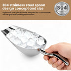 12 Oz 304 Stainless Steel Ice Scoop for Freezer & Ice Machine 2 Pack– Heavy Duty Metal Scooper, Dishwasher Safe, Multi-Purpose for Kitchen, Bar, Party, Wedding (Ice,Dry Goods) (Polished silver)