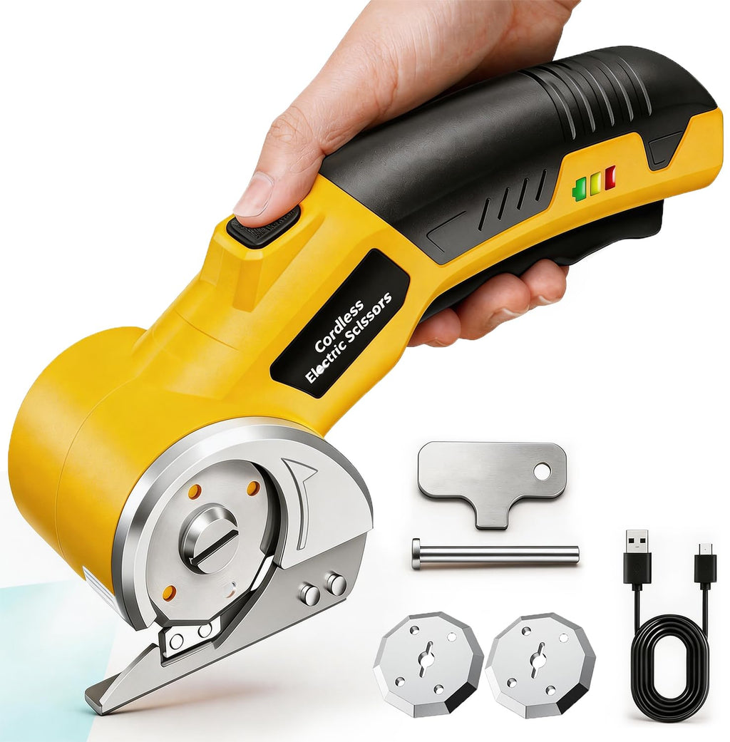 Electric Scissors, Cardboard Cutter, With LED Light, High-Efficiency Brushless Motor, 2000mAh Battery, Tungsten Steel Blade, Suitable for Cloth, Cardboard, Carpet Wire Rope Cutters Orange