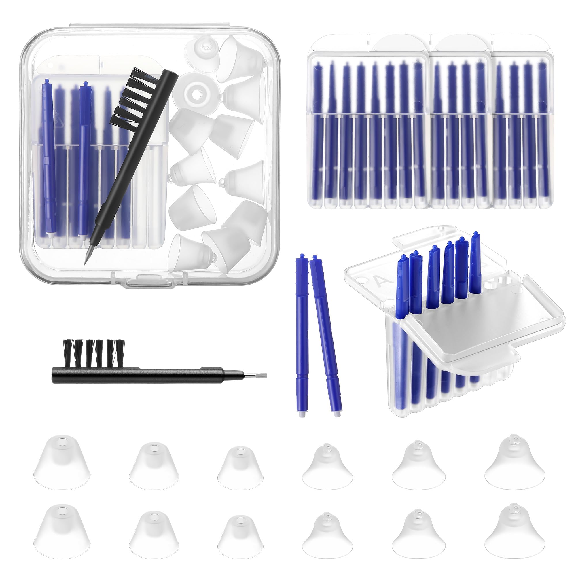 Wovnet Hearing Amplifier Cleaning Tools, Compatible with Audien Hearing Aid Kit Includes 6 Sizes Silicone Dome, Cleaning Brush with Screwdriver Wax Guards Filter and Carrying Case(11 Pcs)