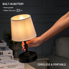 O’Bright Seraph mini – Cordless LED Table Lamp with Dimmer, Built-in Rechargeable Battery, 3-Level Brightness, Patio Table Lamp, Bedside Night Lamp, Ambient Light for Restaurant, Black