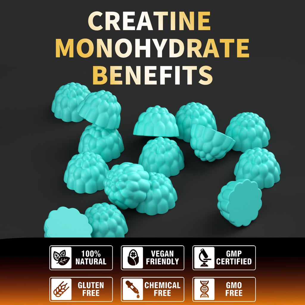 Nutravita NSF Certified Creatine Gummy - Creatine Monohydrate Gummies for Men & Women-5g of Creatine Monohydrate per Serving - Sugar Free,Vegan, Blueberry Flavor, 120 Count