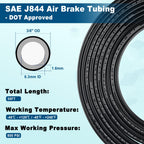 Boeray 35FT 3/8 DOT Air Line SAE J844 PA12 Nylon Air Hose with Cutter 3/8” OD Pneumatic Tubing DOT Approved 3/8 Air Brake Hose for Air Suspension Kit Truck Trailer Brake System & Fluid Transfer 11m