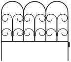 Metal Garden Fencing - Set of 5 Interlocking Panels for Flower Beds and Landscaping - Decorative Scroll Edging with Lawn Stakes by Pure Garden (Black)