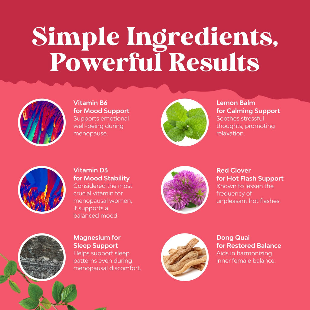 Complete Herbal Menopause Supplement for Women - Multibenefit Menopause Ease Hormone Balance for Women for Night Sweats Mood and More with Dong Quai Vitex Chaste Berry and Black Cohosh - 90 Count