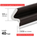 40 Feet Door Weather Stripping, Kerf Weather Stripping for Doors with Groove, Kerf Door Seal for Large Gap and Easy Installation(40, Brown)