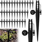 Afarnook 50 Pcs Irrigation 1/4" Tubing Stake with Bug Cap Diffuser and Locking Cap Black Irrigation Support Stakes Drip Stakes Tubing Hose Stake for Micro Sprinkler Gardens Supplies