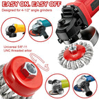 SBGGRL 9 Pack Wire Wheel Brush for Angle Grinder, Wire Wheels Attachment for 4-1/2" Angle Grinders, Screws on 5/8” Thread, 4 Inch Knotted Twist Carbon Steel Brush Set for Rust, Paint & Metal Removal