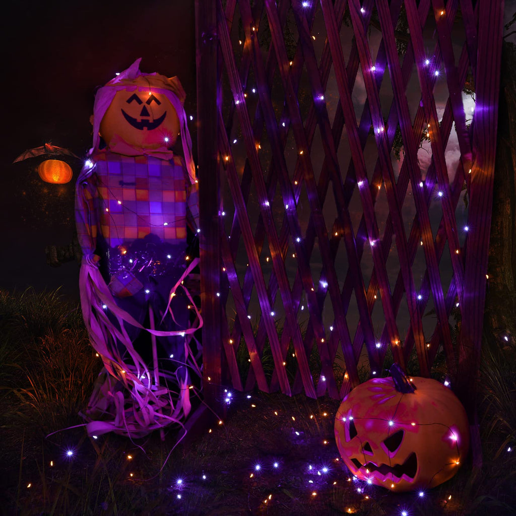 Joomer Orange Purple Halloween Solar String Lights,2 Pack Total 80FT 240LED