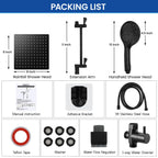 Tudoccy Shower Head, 8‘’ High Pressure Rainfall Shower Head/Handheld Shower Combo with 11'' Extension Arm, 9 Settings Anti-leak Shower Head with Holder, Height/Angle Adjustable, Matte Black