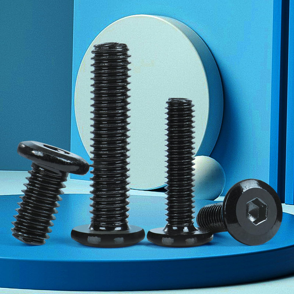 VGBUY M6-1 x 45 mm 30pcs Flat Head Hex Socket Cap Screws Metric M6 Bolts, 304 Stainless Steel 18-8, Black Zinc Plated, Full Thread, with Hex Spanner
