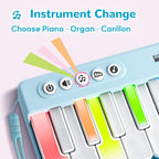 iPlay, iLearn Kids Mini Piano Toy W/Rainbow Lights, Toddler Pocket Travel Piano Keyboard for 1-3, Portable Musical Instrument Toys, Music Interactive Birthday Gift 2 4 5 6 Year Old Boy Girl Child-Blue