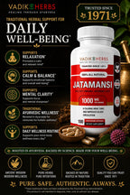 Vadik Herbs Jatamansi Capsules 1000mg | Organic Jatamansi Root (Nardostachys jatamansi) | Ayurvedic Herb for Calm, Clarity & Restful Sleep | 100 Vegetarian Capsules | Non-GMO | Trusted Since 1971