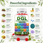 Sugar Free DGL Stomach Smoother Gummies with DGL Licorice, Slippery Elm, Marshmallow Root, Aloe Vera, Probiotic & Prebiotic Fiber, Ginger, Mastic Gum, L-Glutamine, Zinc Carnosine, Digestive Support