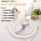 Joyido 400PCS Pre Rolled Gold Plastic Silverware Sets - Heavy Duty Gold Cutlery - Include 100 Pack Wrapped Disposable Utensils with Napkins for Parties, Dinners & Weddings