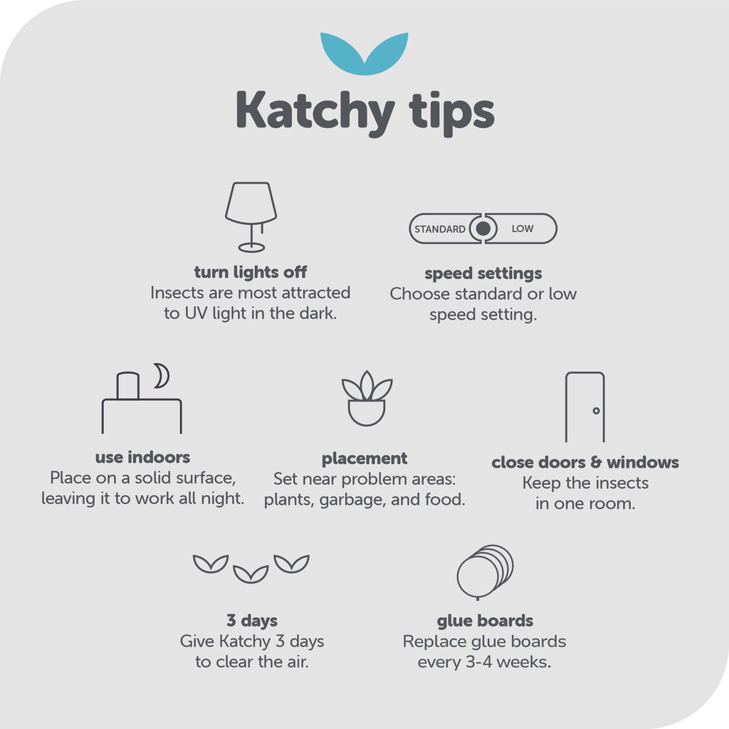 Katchy Midnight Indoor Insect Trap – Auto/Manual Mode – Blue Light & Fan Suction Catcher for Mosquito, Fruit Fly, Gnat, Fungus Gnat & Moth – Ideal for Kitchen & Indoor Plants (Black)
