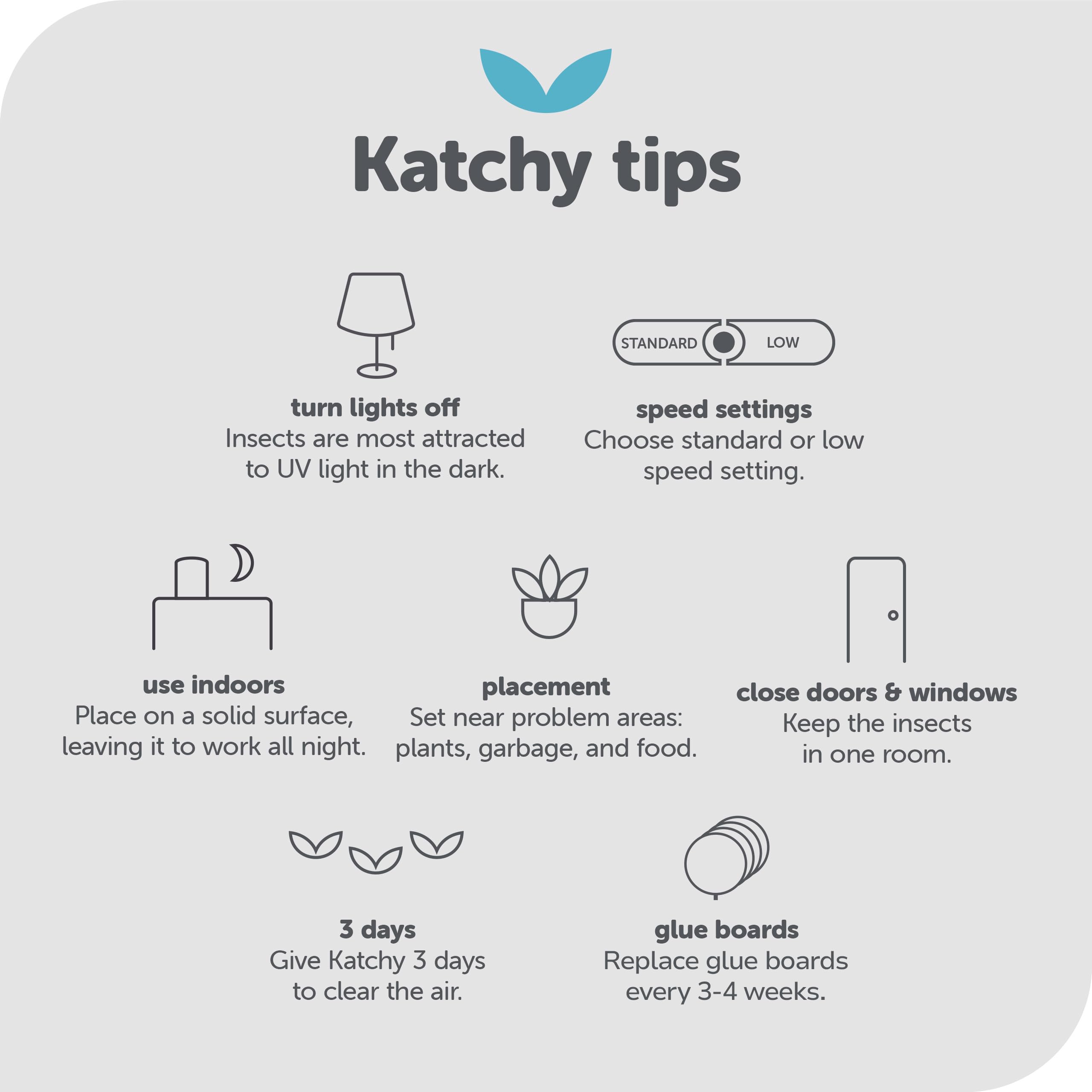 Katchy Midnight Indoor Insect Trap – Auto/Manual Mode – Blue Light & Fan Suction Catcher for Mosquito, Fruit Fly, Gnat, Fungus Gnat & Moth – Ideal for Kitchen & Indoor Plants (Black)