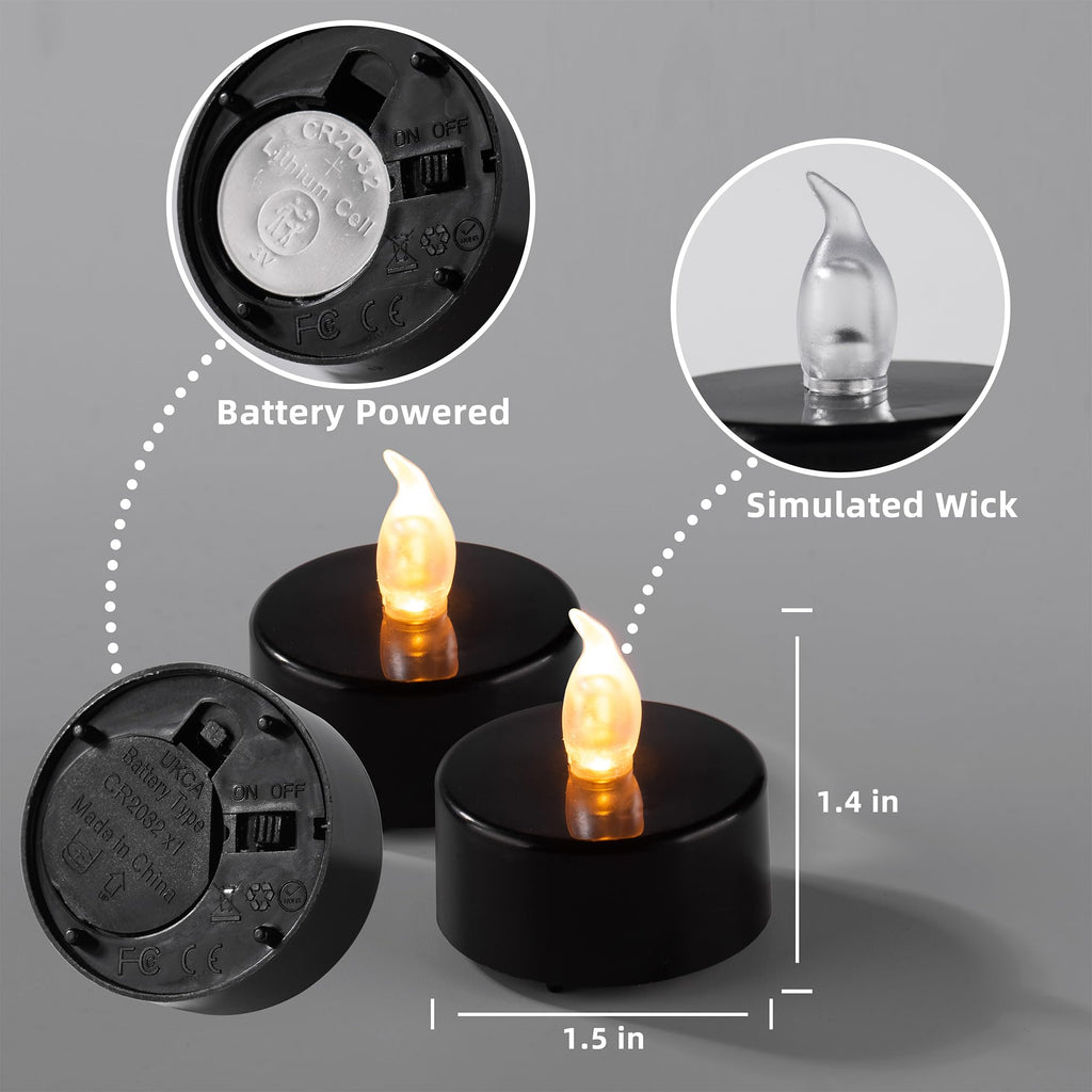 Pandaing Flameless Tealight Candles, 40 Pack, Batteries Included, Black