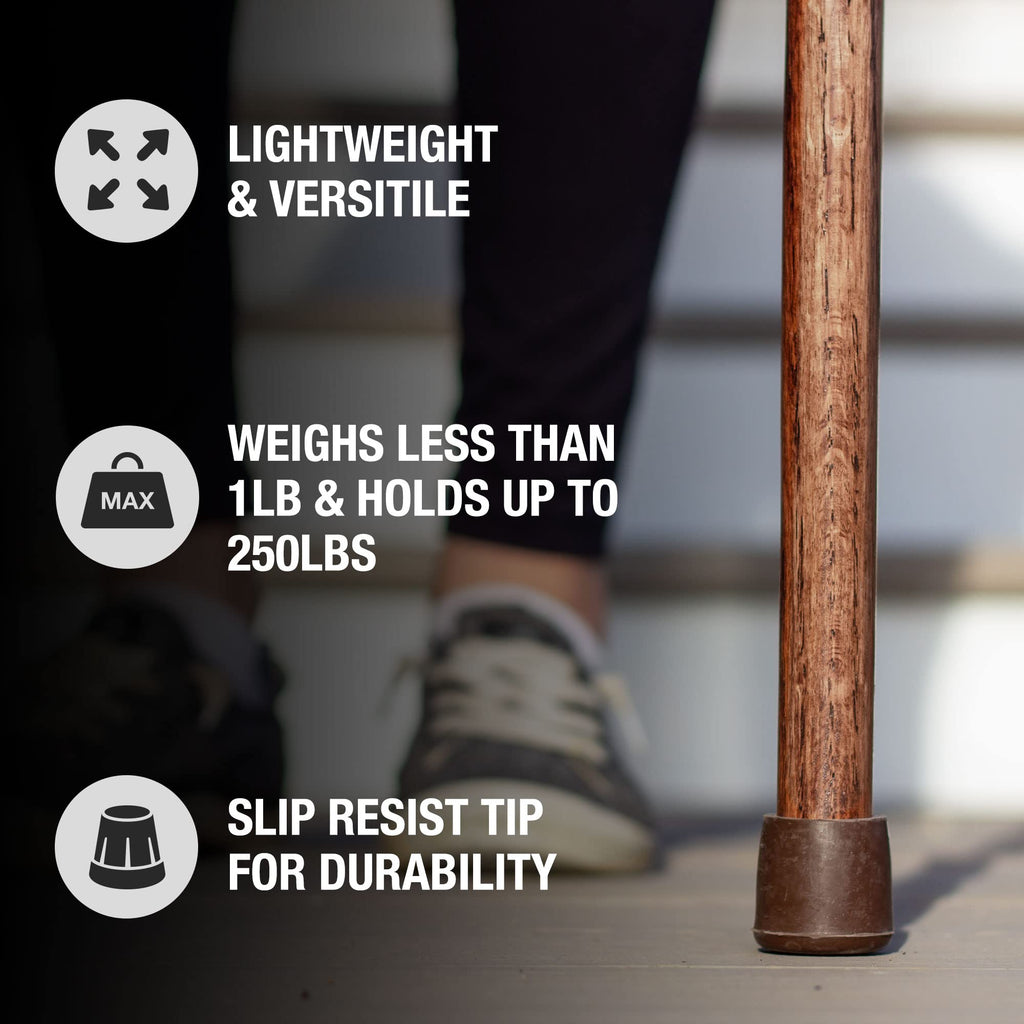 55" Texas Traveler Brazos Walking Stick, Handcrafted Red Pine Wooden Walking Sticks for Seniors Balance, Lightweight & Durable Wooden Walking Sticks for Hiking, Walking Sticks for Women and Men